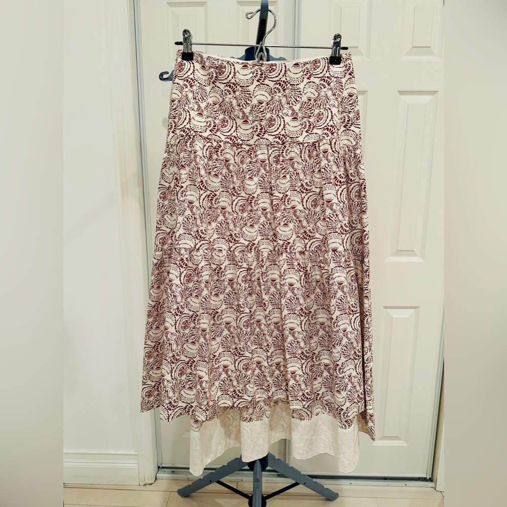 Banana Republic Pink and White Printed Tiered Midi Skirt - Picture 5 of 7